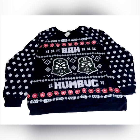 Disney Navy Blue Star Wars Bah Humbug Christmas Sweater (size Jr. 2X 19) - Picture 1 of 7